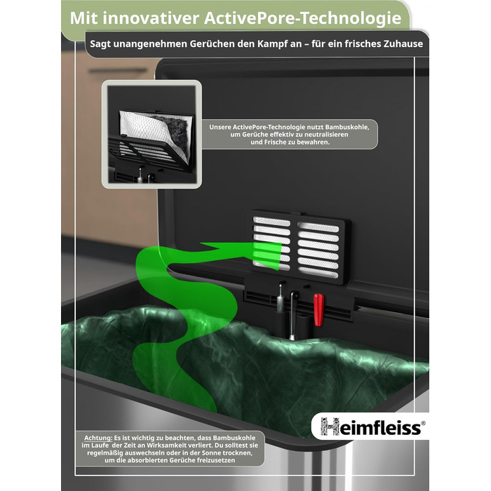 Відро для сміття Heimfleiss 50 л Педальне відро для сміття Дизайнерське прямокутне відро з нержавіючої сталі Сучасне відро для смі