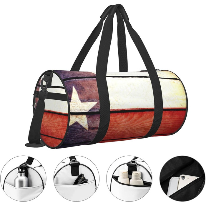 Спортивна сумка, дорожня сумка, принт американський прапор, сумка на нічліг, чорна, універсальний розмір, сумка для подорожей