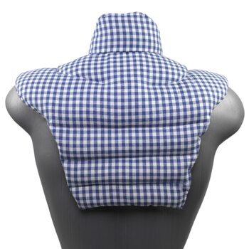 Подушка для шиї та шийного відділу хребта - шия плечі спина - синьо-біла - подушка для шиї з органічного зерна спельти - подушка з підігрівом - подушка з органічного зерна спельти для шиї та плечей