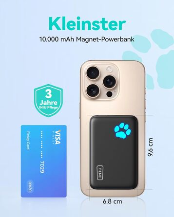 Магнітний зовнішній акумулятор, USB C in&Out Wireless Powerbank швидка зарядка для iPhone 16/16 Plus/16 Pro/16 Pro Max, iPhone 15/