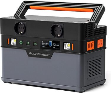 Портативна електростанція ALLPOWERS S700, високопродуктивний сонячний генератор на 606 Втгод, мобільне накопичувач енергії з генераторами потужністю 700 Вт (пікова потужність 1400 Вт) для вечірок на свіжому повітрі, подорожей, кемпінгу та автофургонів S70