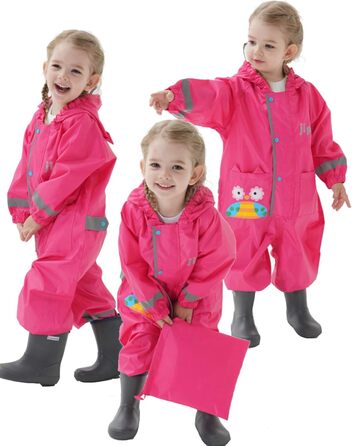 Повітропроникний водонепроникний дощовик для дітей, дівчаток та хлопчиків, з капюшоном, легкий цільний дощовик, пончо для активного відпочинку на природі з прозорими полями, розширений комбінезон, дощовики, 1-8 років, 2-4 роки, рожево-червоний, колір сови