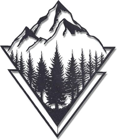 Настінне оздоблення KUINEA гори, фреска дерево колір антрацит настінне оздоблення для дому, офісу, спальні, вітальні та кухні, гір