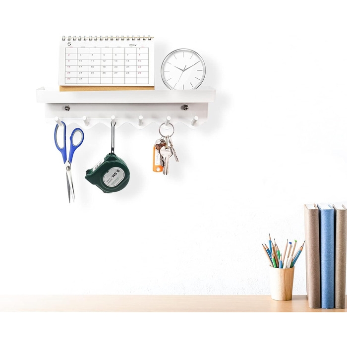 Тримач для ключів Echehi з 6 гачками, 2 способи встановлення, стійка для ключів без свердління Підходить для вхідних груп і за две