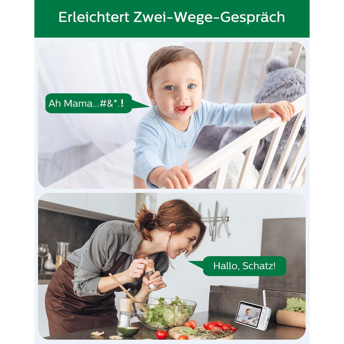 Дюймовий радіоняня Sebikam з 2 камерами, екран HD 720P, відеоняня, батарея 4000 мАг, відеоняня PTZ 355, режим VOX, нічне бачення,