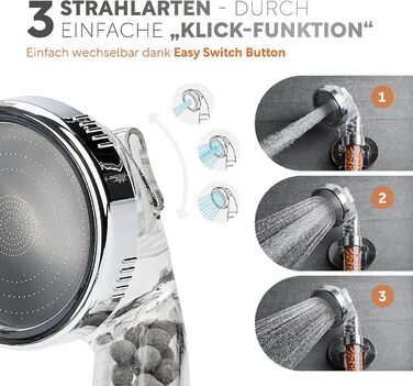 Преміум лійка для душу з мінералами від happydrop водозберігаюча ручна лійка з підвищеним тиском та 3 режимами струменя