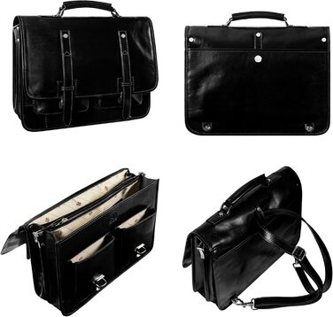 Шкіряний портфель для чоловіків - ділова сумка для ноутбука - італійська шкіряна сумка ручної роботи - сумка-месенджер чорна