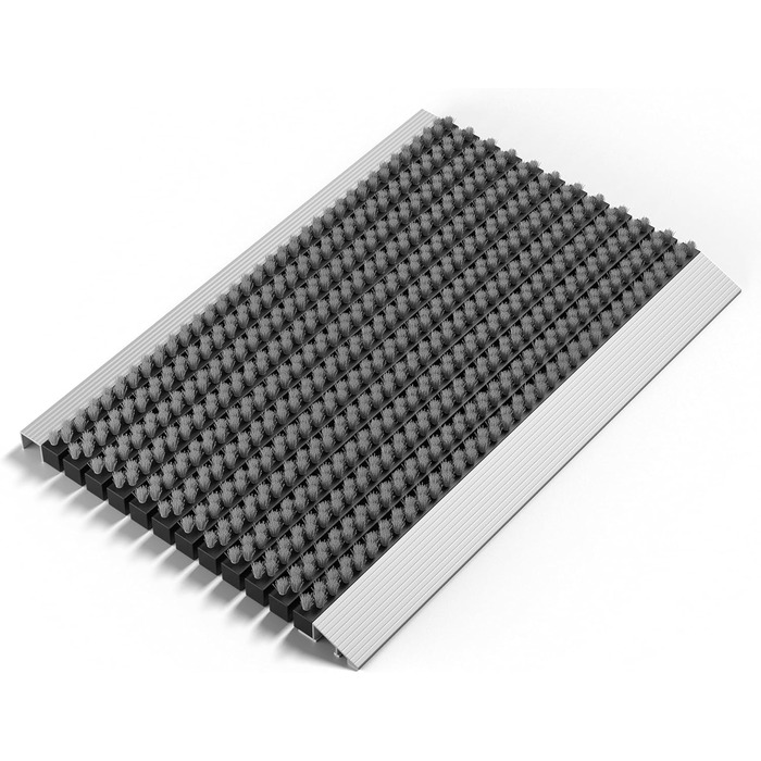 Вуличний алюмінієвий килимок для дверей зі щітками, сірий, килимок для збору бруду 50 x 80 см, вуличний килимок для дверей, алюмінієвий килимок для дверей, килимок для вулиці, скребок для взуття для входу в будинок, килимок для вулиці з щіткою, килимок дл