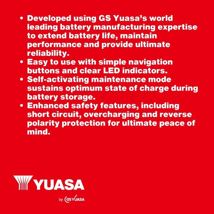 Розумний зарядний пристрій Yuasa YCX6 12V 6A для автомобілів, фургонів та мотоциклів