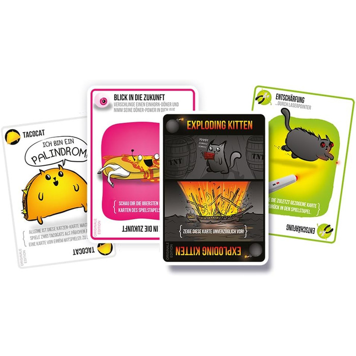 Вибухові кошенята, Exploding Kittens, базова гра, гра для вечірок, карткова гра, 2-5 гравців, вік 7, 15 хвилин, німецька a. Exploding Kittens