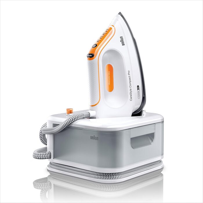 Парова прасувальна станція Braun CareStyle Compact Pro IS 2561 WH, парова праска з підошвою FreeGlide 3D, вертикальна подача пари,