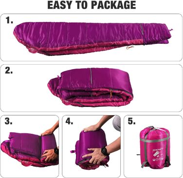 Дитячий спальний мішок REDCAMP для хлопчиків та дівчаток 175 x 65 см, матусин спальний мішок, зручний, легкий, теплий, регульована довжина, 3 сезони, підходить для кемпінгу та активного відпочинку, синій/рожевий. Наповнювач 0,1 кг.