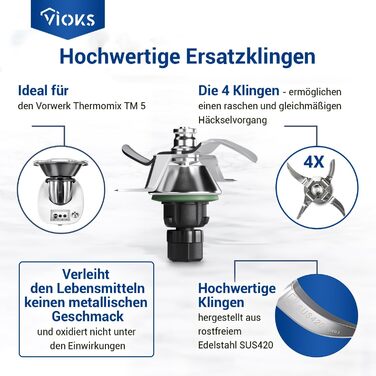 Заміна ножа VIOKS Thermomix TM5 для нержавіючої сталі Vorwerk Thermomix TM5 SUS420 - Ніж Vorwerk Thermomix Змінний ніж Thermomix TM5 - запчастини до аксесуарів Thermomix TM5 і Thermomix TM5