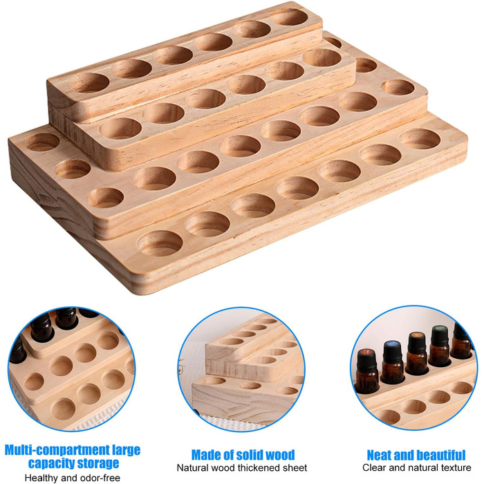 Дерев&39яна підставка для ефірних олій HOMURY з 30 отворами, коробка для зберігання ефірних олій, контейнер для зберігання ефірних олій, подарункова коробка для ароматичних олій, ефірних олій, лаку для нігтів