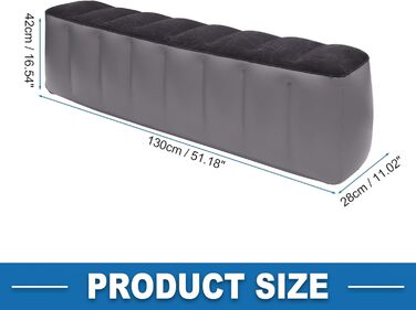 Надувний матрац для заднього сидіння автомобіля, подорожнє ліжко, чорно-сіре