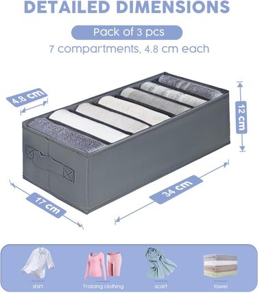 Органайзер для одягу 3 шт. и, шухляда-органайзер 7 відділень, система органайзерів для одягу складна, шухляда-органайзер для сороч