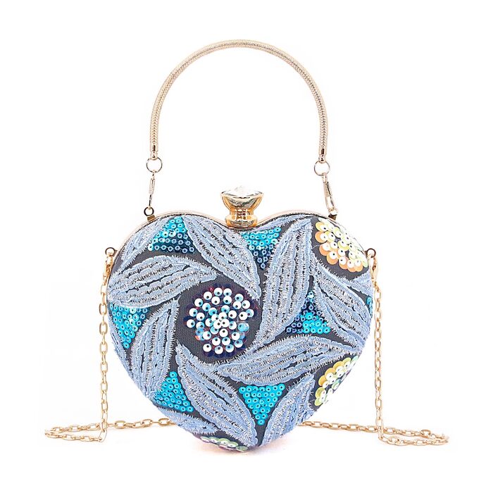 Елегантне клатч-сердечко Naimo з паєтками, міні-сумочка для вечірки, весілля або коктейлю, блакитний колір