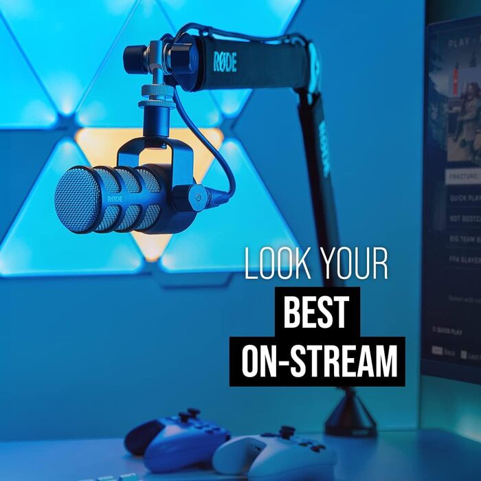 �DE PodMic Якісний динамічний мікрофон з вбудованим поворотним кріпленням для подкастингу, стрімінгу, ігор та запису голосу, XLR,