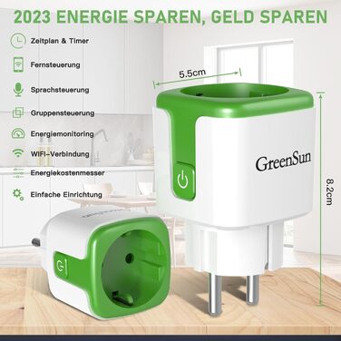 Розетка WLAN з вимірюванням потужності - додаток GreenSun VeSync Розетка WLAN Таймер Розетка Вимірювач вартості електроенергії Голосове керування за допомогою таймера/розкладу Alexa Розетка Wi-Fi 16A