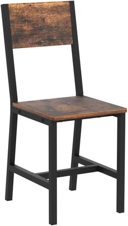 Обідні стільці VASAGLE, Кухонні стільці, Комплект з 2 шт., Металевий каркас, Для їдальні, Вітальні, Кухні, Вінтажний коричневий-чорний LDC092B01V1 Комплект з 2 шт. Вінтажний коричневий чорний