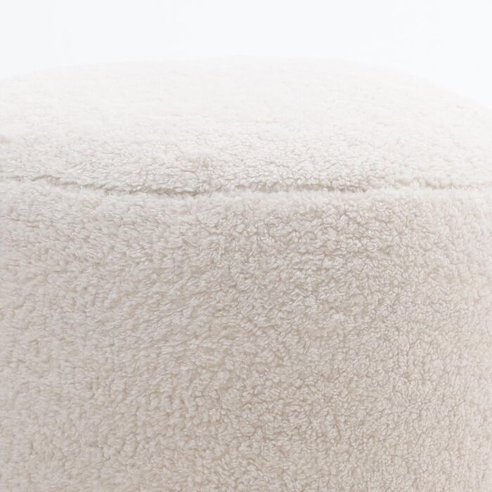 Табурет Icon Milano, кремовий, пухнаста тканина букле, крісло-мішок з шерпи, пуф з наповнювачем, пуф для ніг для вітальні, декор для вітальні