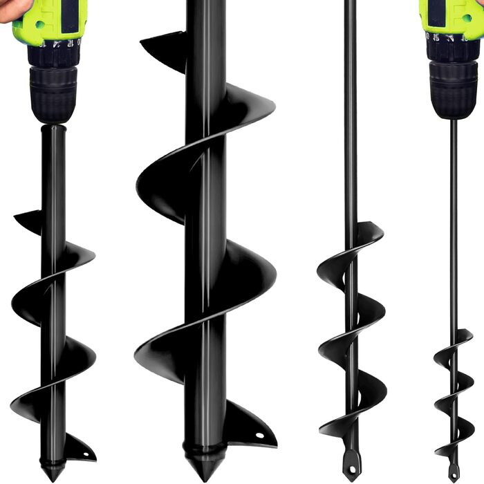 Універсальний набір ґрунтобурів для дриля 4x42 см та 9x40 см, садовий бур для шуруповерта, легкий спіральний бур, бур для посадки цибулин, овочів та неглибоких садових робіт, чорний 4x42 9x40 см