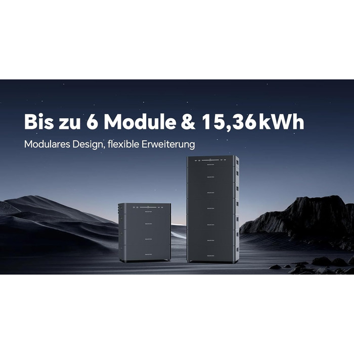 Балконна електростанція з накопичувачем, розширювальні акумулятори ємністю 2560 Втгод для Venus D, 6000 циклів зарядки, можливість розширення до 15,36 кВтгод, водонепроникний та пилонепроникний IP65, модульна конструкція 2,56 кВтгод (розширювальні акумуля