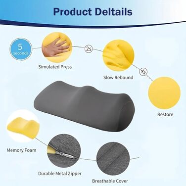 Подушка для підняття ніг, валик для колін та подушка для ніг з піни з ефектом пам&39яті, ергономічна подушка для положення колін та ніг, подушка для колін для тих, хто спить на боці (темно-сіра)