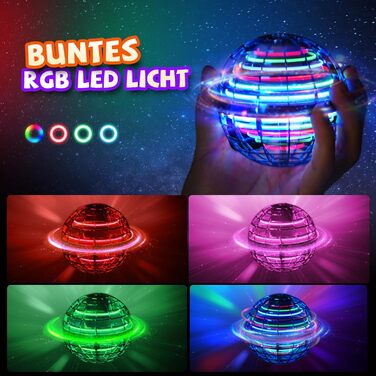 Літаючий м'яч для дітей, іграшка-обертач Flying Ball RGB, міні-літаючий м'яч для дітей, бумеранг зі світлодіодним світлом, 15-хвилинний час польоту на USB-зарядці, подарунок для хлопчиків і дівчаток Небесно-блакитний