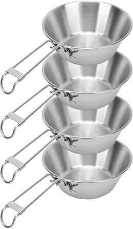 Кемпінгове начиння VGEBY, миски з нержавіючої сталі 304, портативні, складні кемпінгові миски для походів та подорожей, набір з 4 предметів об&39ємом 300 мл