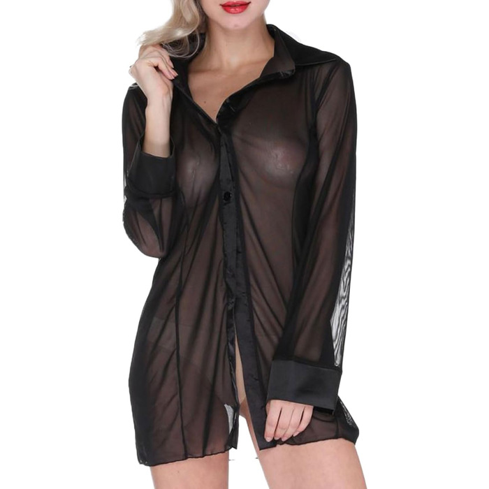 FUIPVGI Sexy Underwear, Lingerie Women Sexy Translucent Shirt Pyjamas Transparent, Negligee Women Nightwear Babydoll Lingerie, Nightdress Bedroom Black, FUIPVGI Sexy Underwear, Lingerie Women Sexy Translucent Shirt Pyjamas Transparent, Negligee Women Nigh