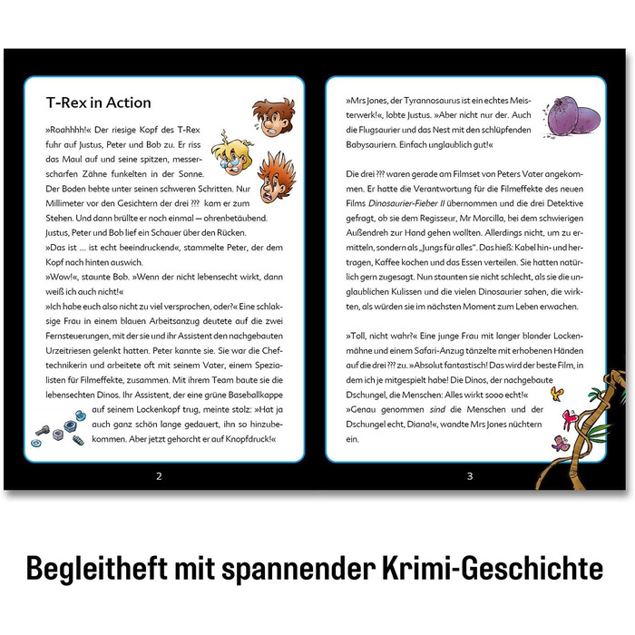 Три слідчі Kids - Crime Puzzle - T-Rex in Action by KOSMOS 680657, 200 елементів, Світиться в темряві, Читання, Пазли, Розгадуванн