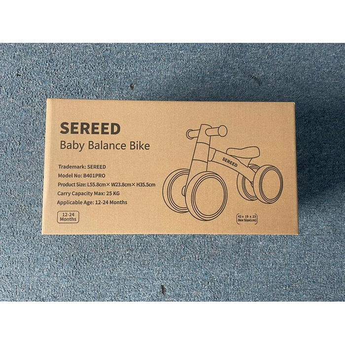 СЕРЕДНІЙ дитячий велосипед-балансир від 1 року, іграшка-балансир для дитини 12-36 місяців, перший велосипед без педалей з 4 колеса