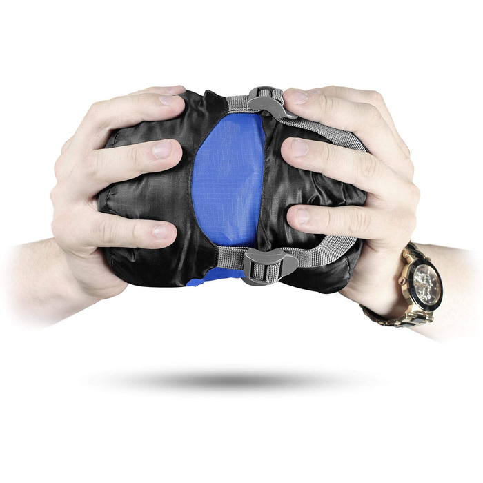 Ультралегкий спальний мішок normani Runty КОМПАКТНИЙ РОЗМІР Наповнювач з 3D мікрофібри Microtech, водонепроникний літній спальний мішок темно-синього кольору 210 см x 75 см x 60 см (правий)