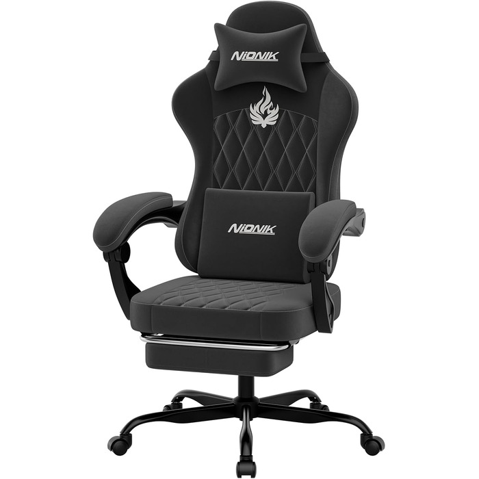 Геймерське крісло початкового рівня, ергономічне комп&39ютерне крісло з регульованою висотою та спинкою, просте ігрове крісло для дітей, підлітків та дорослих для кімнат та офісів, чорного кольору.