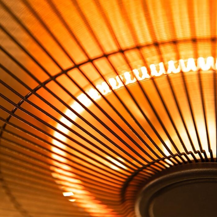 Електричний стельовий вентилятор-обігрівач для зовнішнього використання Cecotec ReadyWarm 1500 Power для стельового монтажу, 1500 Вт, галогенна технологія, ступінь захисту IP65, пульт дистанційного керування, площа покриття 10 м