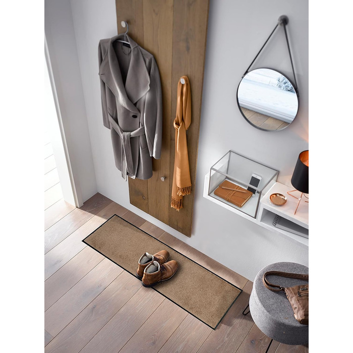 Килимок для дверей, що праєтьсясушиться, сіро-коричневий, 35x120 см, для використання всередині та зовні приміщень, можна прати, бежевий, 35 x 120 см (прямокутний)