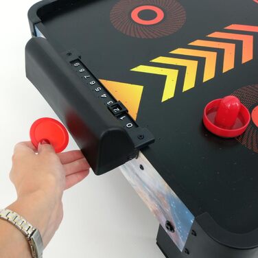 Стіл для аерохокею для дітей віком від 6 років, гра в аерохокей для столів з вентилятором/двигуном, стільниця для аерохокею для 2 гравців, включаючи 4 шт. овхачі, 4 шайби, лічильник рахунків, режим нульової гравітації 102x52x20 см