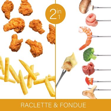 Фритюрниця Bomann 2in1 з 6 вилок для фондю Фондю для шоколадного фондю і сирного фондю Фритюрниця на 1 літр олії/жиру Панель керування з дисплеєм керування Корпус Cool-Touch 840 Вт FFR 1290 CB