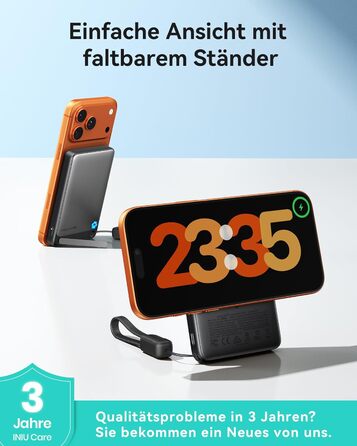 Найтонший магнітний портативний зарядний пристрій ємністю 10000 мАг, сертифікований Qi2, потужністю 15 Вт, надшвидкі зовнішні акумулятори для телефону потужністю 45 Вт з кабелем USB-C, портативний зарядний пристрій із підставкою лише для iPhone 17, 16, 15