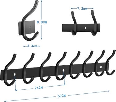 Гачки для верхнього одягу з нержавіючої сталі, гачки для верхнього одягу настінні з 8 гачками, вішалка для верхнього одягу настінн