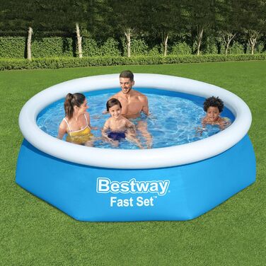 Набір для наземного басейну Bestway Fast Set з фільтруючим насосом Ø 244 x 61 см, синій, круглий