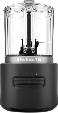 Бездротовий подрібнювач KitchenAid Go Cordless, 1,18 л, 2 швидкості та імпульсний режим, лезо з нержавіючої сталі та вінчик, до 25 хв роботи від одного заряду, чорний