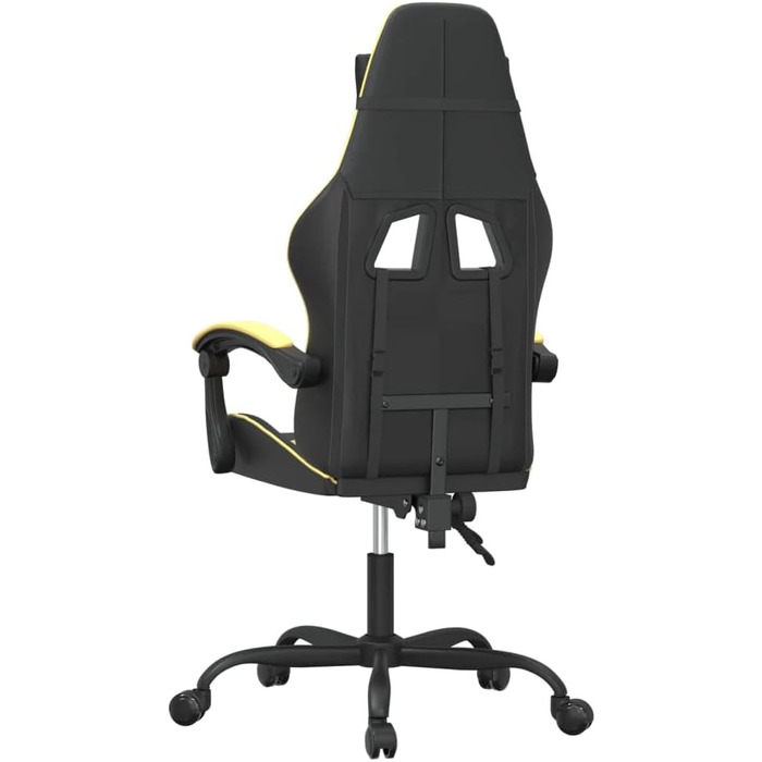 Ігрове крісло Чорно-золотистого кольору зі штучної шкіри, регульована висота 57,5 x 59,5 см, функція відкидання, коліщатка на 360, ергономічне комп&39ютерне крісло для домашнього офісу та ігор, 57,5 x 59,5 x (121-131) см (Ш x Г x В), золотистого кольору