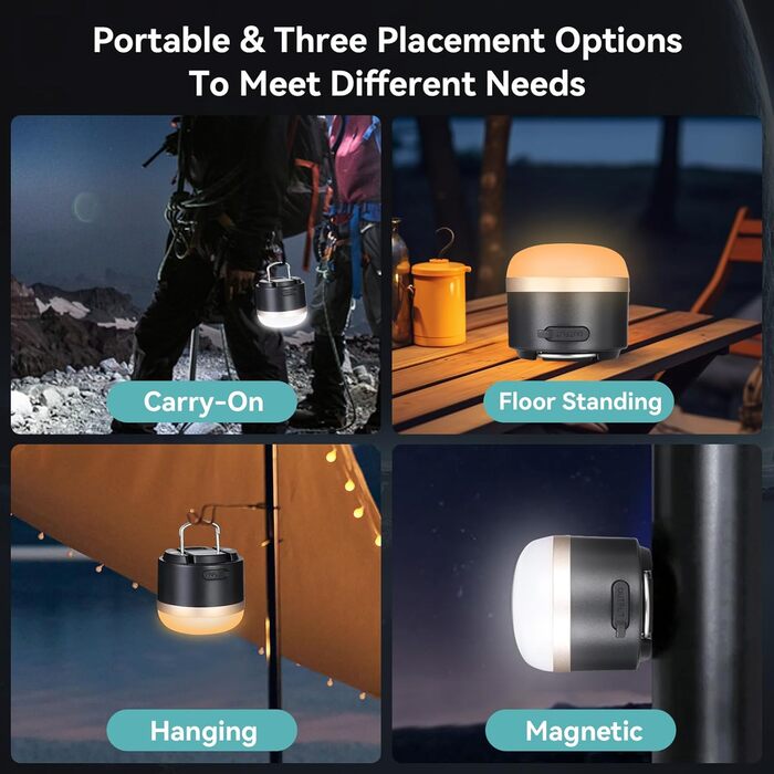 Світлодіодний кемпінговий ліхтар Romon, акумулятор 3600 мАг, кемпінговий ліхтар зі зміною кольору RGB з акумулятором USB-C, плавне регулювання яскравості, акумуляторний кемпінговий ліхтар для відключення електроенергії, походів, кемпінгу, надзвичайних сит