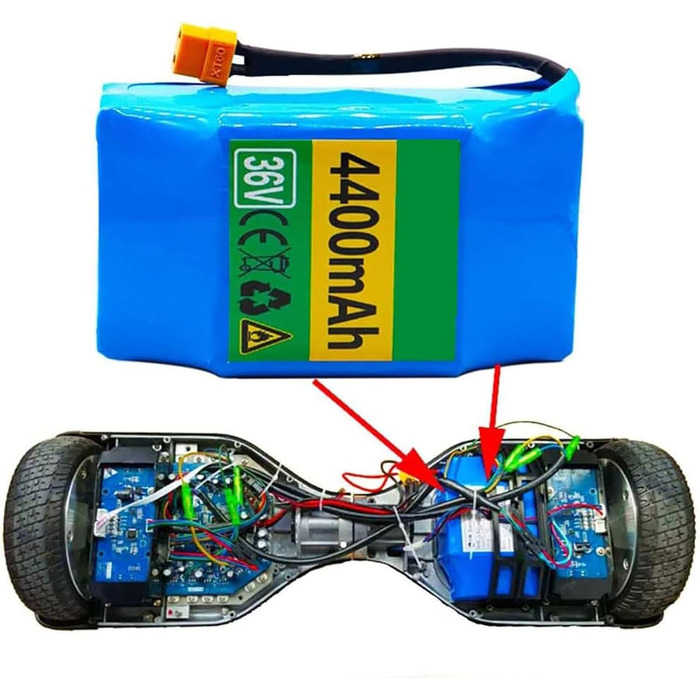 Запасний літієвий акумулятор для ховерборда 36V 4400mAh, 36V 10S2P для електричного велосипеда, високоємний довговічний акумулятор для електричних велосипедних ховербордів з роз&39ємом XT60 36V 4.4Ah