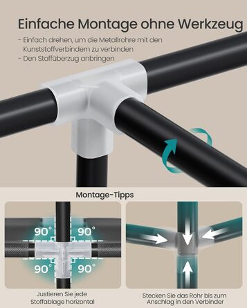 Шафа, Тканинна шафа для спальні, Шафа з вішалкою для одягу, Полиці, Бічні кишені, Велика, 4 відділення для вішалок, 45 x 189 x 180 см, Чорний RYG011BZ02 189B см
