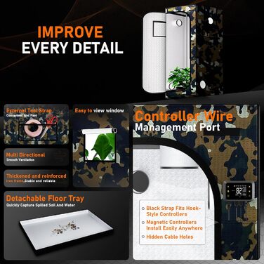 Гроубокс 100x100x200 см, тканина Oxford 600D з відбиваючим поліестеровим покриттям, сталевий каркас 19 мм, оглядове вікно, вентиляційні отвори, знімний піддон. Намет для гідропоніки та домашнього вирощування рослин 100 x 100 x 200 см.