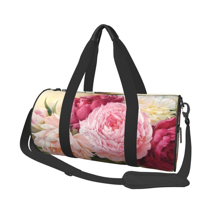 Дорожня сумка-циліндр, принт півонія, квіти, бутон. Спортивна сумка для чоловіків та жінок, сумка для подорожей, спортивна сумка