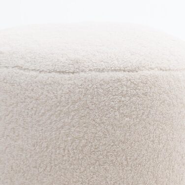 Табурет Icon Milano, кремовий, пухнаста тканина букле, крісло-мішок з шерпи, пуф з наповнювачем, пуф для ніг для вітальні, декор для вітальні